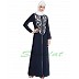 Front open abaya with embroidery- Blue-White Front open abaya with embroidery- Blue-White